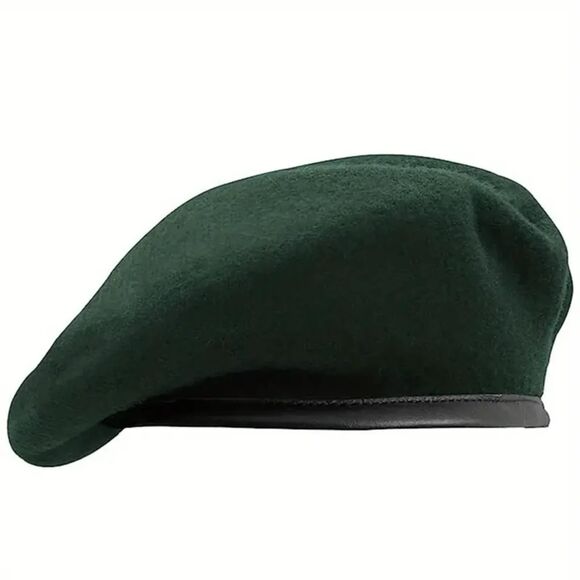 Military Style Beret: Classic Olive Green Cap - Picture 1 of 7
